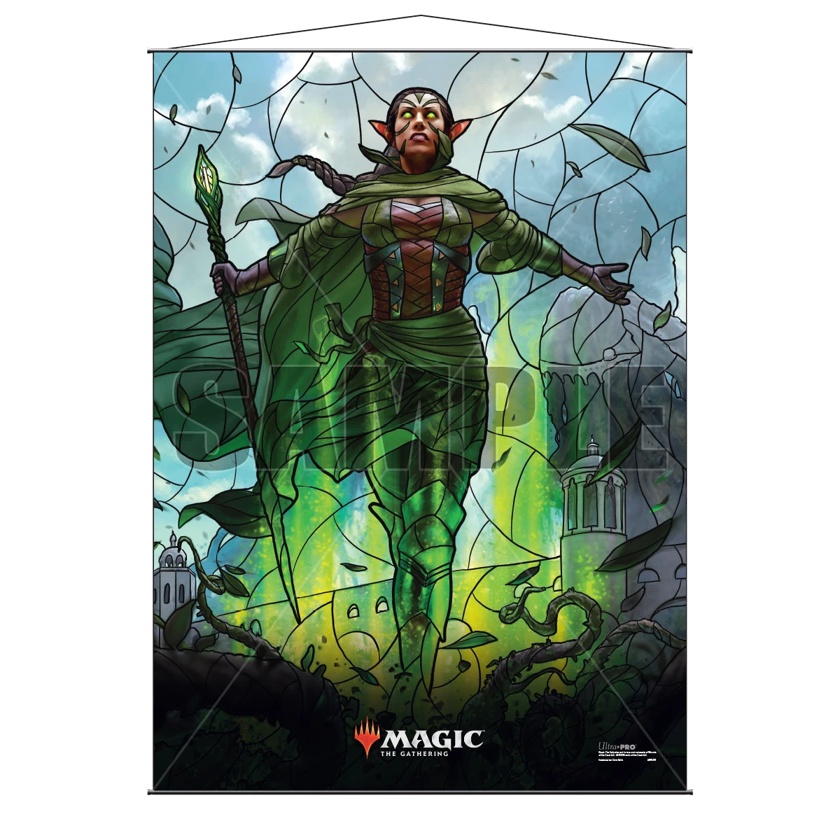 Ultra Pro War Of The Spark (WAR) Planeswalkers Nissa, Who Shakes The World Stained Glass Wall Scroll For Magic: The Gathering