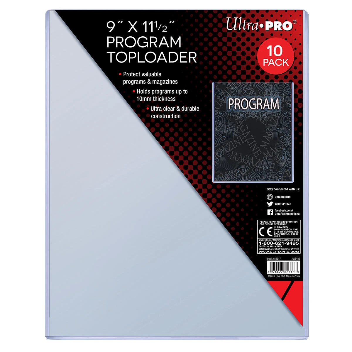 Ultra Pro 9" X 11-1/2" Program Toploaders (10ct)