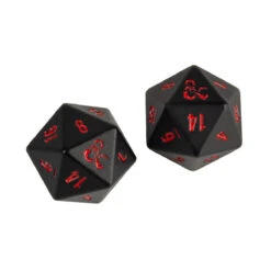 Ultra Pro Heavy Metal Black And Red D20 Dice Set (2ct) For Dungeons & Dragons